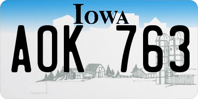 IA license plate AOK763