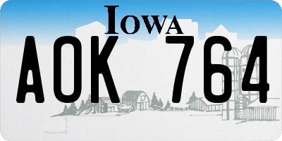 IA license plate AOK764