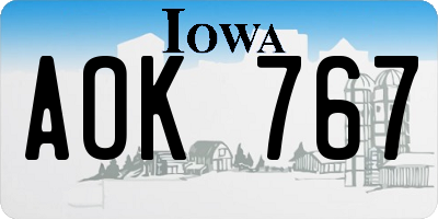 IA license plate AOK767
