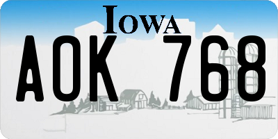 IA license plate AOK768