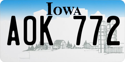 IA license plate AOK772