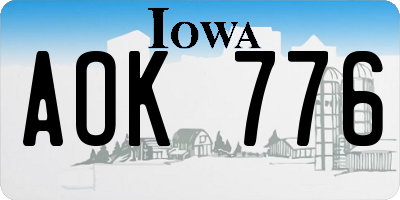 IA license plate AOK776