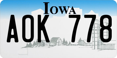 IA license plate AOK778