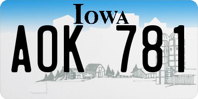 IA license plate AOK781