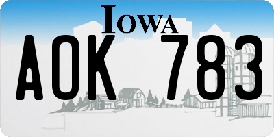 IA license plate AOK783
