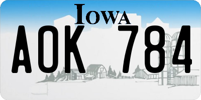IA license plate AOK784