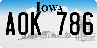 IA license plate AOK786