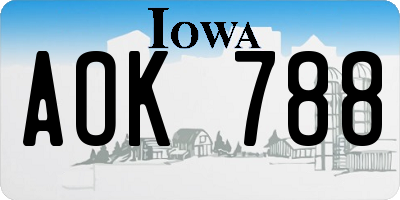 IA license plate AOK788