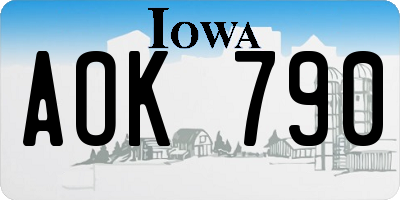 IA license plate AOK790