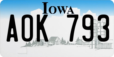 IA license plate AOK793