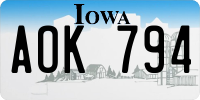 IA license plate AOK794
