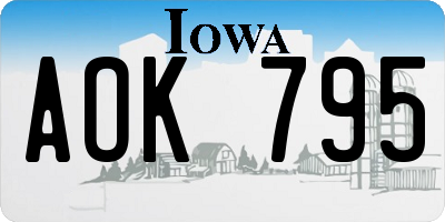 IA license plate AOK795
