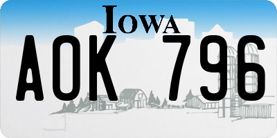 IA license plate AOK796