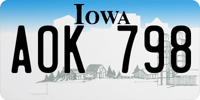 IA license plate AOK798