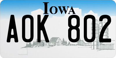 IA license plate AOK802