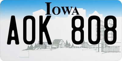 IA license plate AOK808