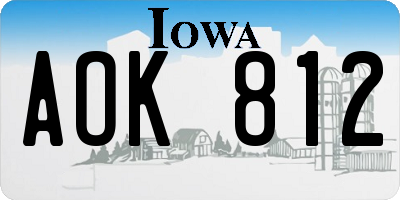 IA license plate AOK812