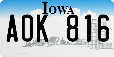 IA license plate AOK816