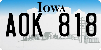 IA license plate AOK818
