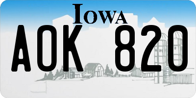 IA license plate AOK820
