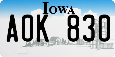 IA license plate AOK830