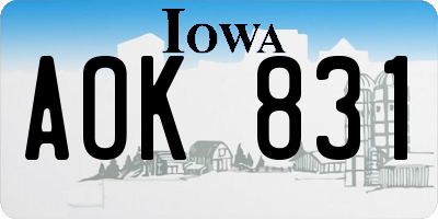 IA license plate AOK831