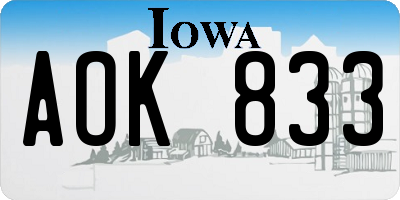 IA license plate AOK833