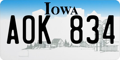IA license plate AOK834