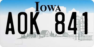 IA license plate AOK841