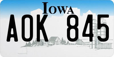 IA license plate AOK845