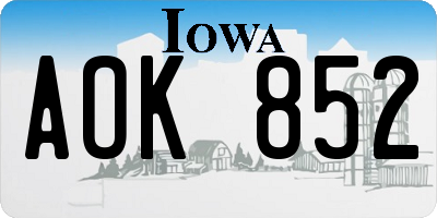 IA license plate AOK852