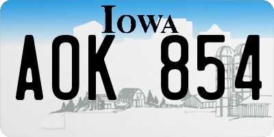 IA license plate AOK854