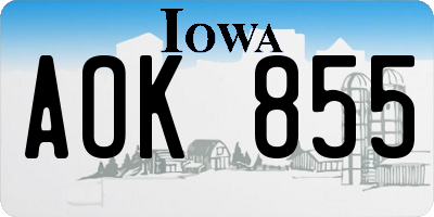 IA license plate AOK855