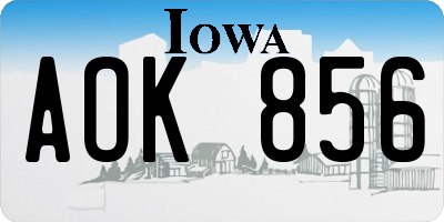 IA license plate AOK856