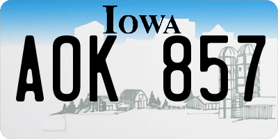 IA license plate AOK857