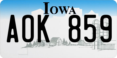 IA license plate AOK859