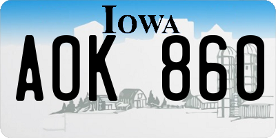 IA license plate AOK860