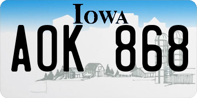 IA license plate AOK868