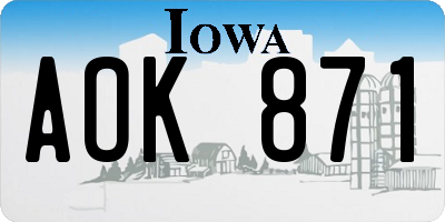IA license plate AOK871
