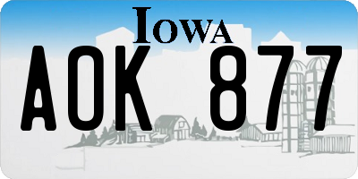 IA license plate AOK877