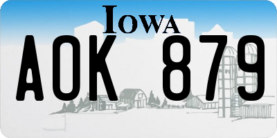 IA license plate AOK879