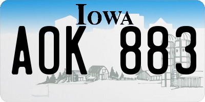 IA license plate AOK883