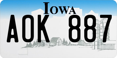 IA license plate AOK887