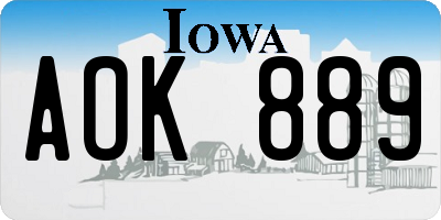 IA license plate AOK889