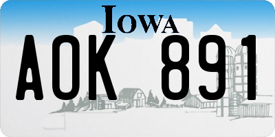 IA license plate AOK891
