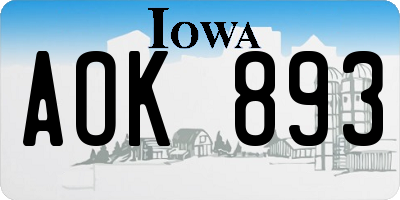 IA license plate AOK893
