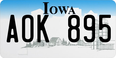 IA license plate AOK895