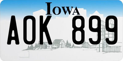 IA license plate AOK899