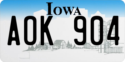 IA license plate AOK904