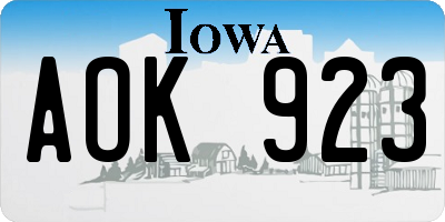 IA license plate AOK923